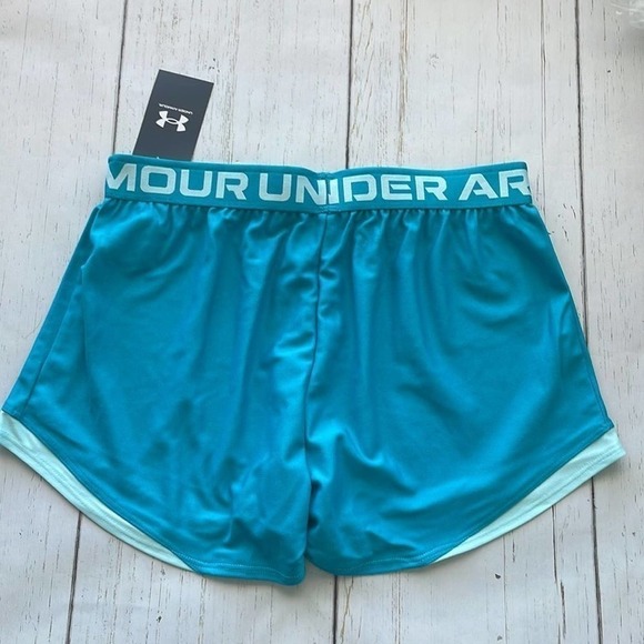 NWT- Under Armour Play Up 2.0 Shorts Women's Size Large in Crest Blue/Breeze - Picture 4 of 8